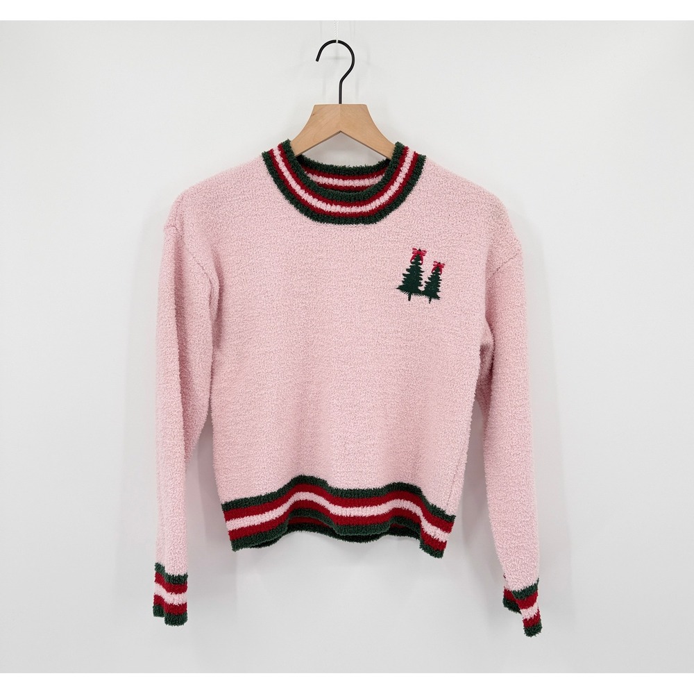 Cupcakes and Cashmere Tennis Prep Holiday Sweater Sz S Christmas Tree Fuzzy